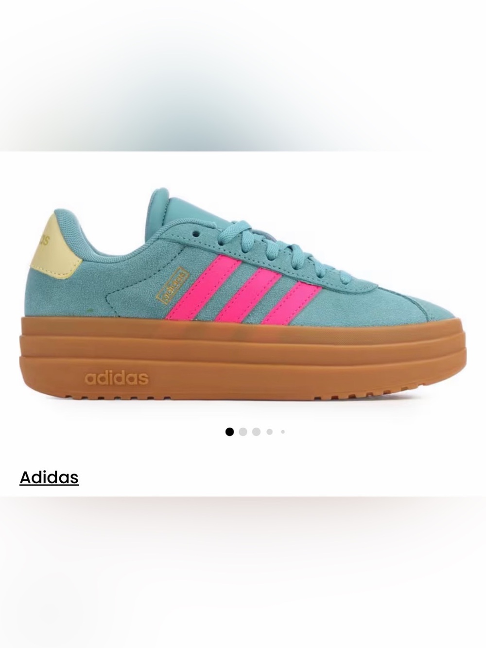 Adidas VL Court Bold Suede Platform Teal Green Pink Stripes EUC size 7